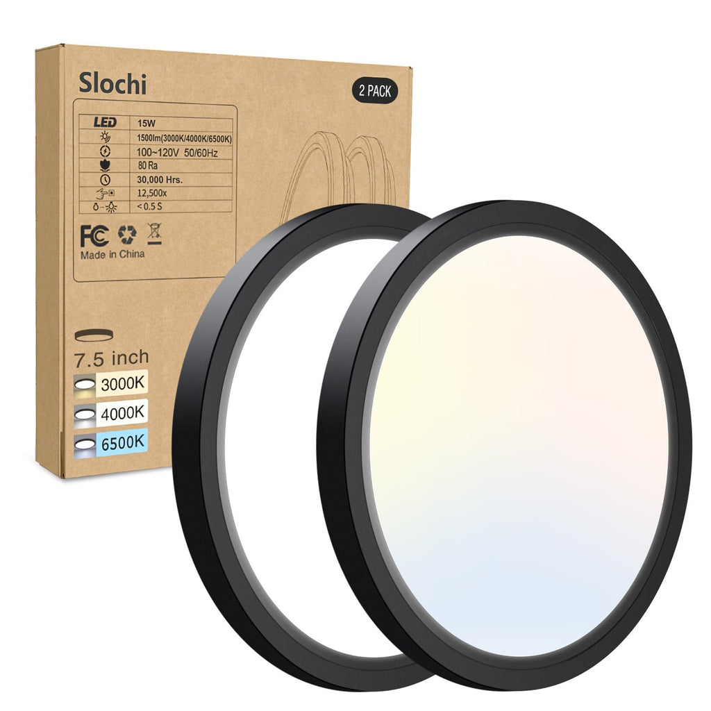 8PACK LED Flush Mount Ceiling Light Fixture, 3000K-4000K-6500K & 150W Equivalent Modern Kitchen Recessed Ceiling Lamp 24W 3200Lm 12Inch Closet Round Surface for Bathroom Laundry Bedroom Hallway