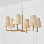 Capital Lighting 454561MA Mira Bleached Natural Rope Shades Chandelier, 6-Light 360 Total Watts, 13" H x 30" W, Matte Brass