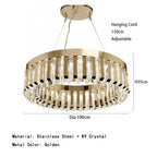 Ring Gold Crystal Chandelier Circular Long Prism Light ,household