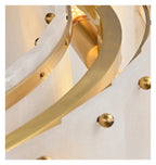 Round Drum Natural Alabaster Chandelier, Modern Marble Shade Pendant Light