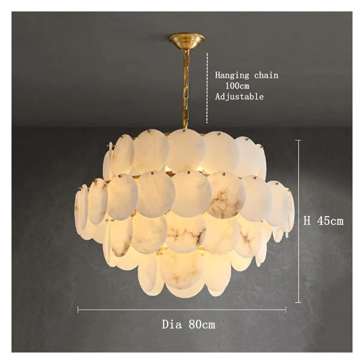 Round Alabaster Layered Chandelier Multi Disc Pendant Light ,Fresh