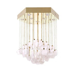 Nordic Modern Style Brass Large Ceiling Chandelier Marble Light