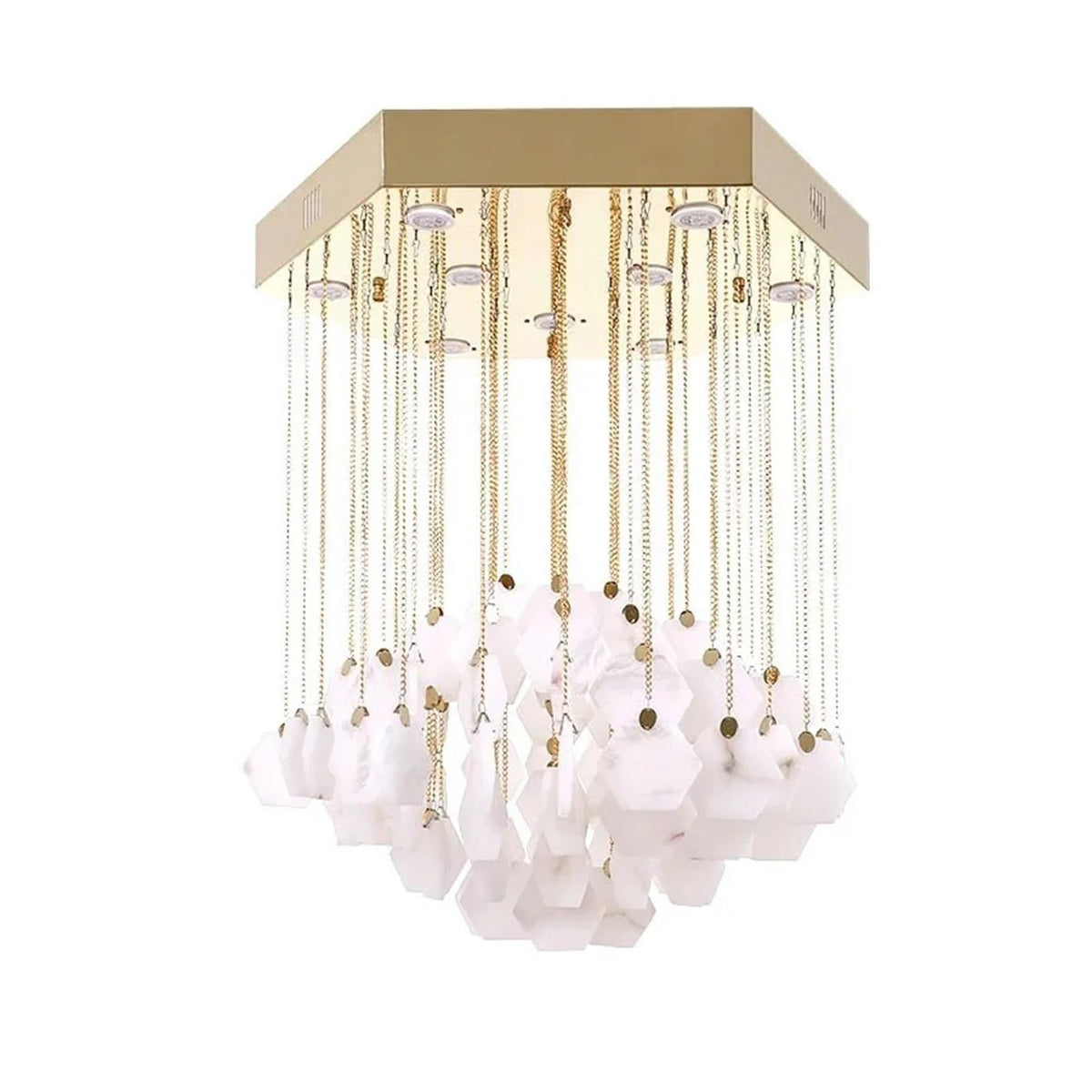 Nordic Modern Style Brass Large Ceiling Chandelier Marble Light