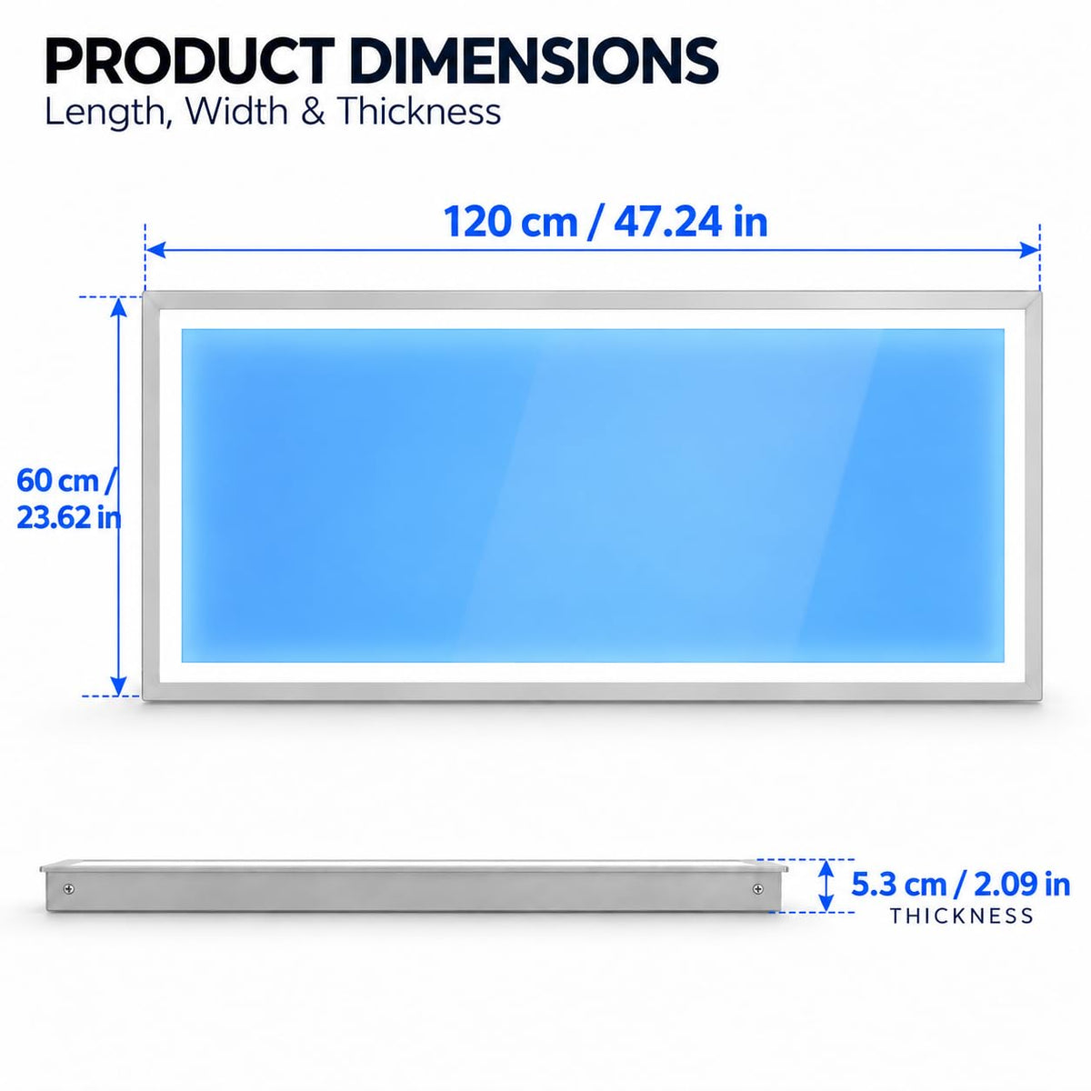 Ultra Thin Skylight Panel Light, 4×2 FT Smart Blue Sky Light