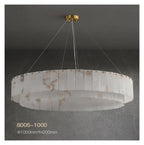 Round Drum Natural Alabaster Chandelier, Modern Marble Shade Pendant Light