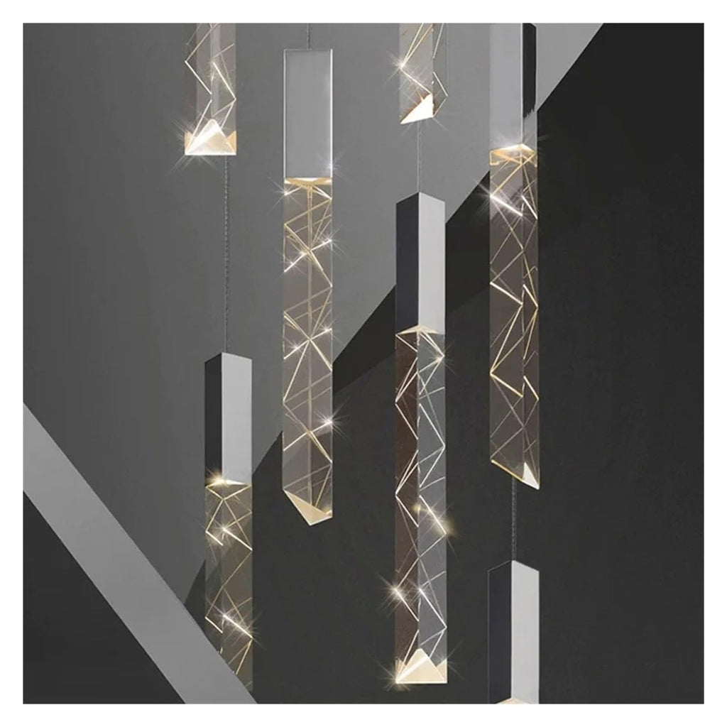 Modern Luxury Linear Crystal Pendant Light Multi-Drop Faceted Crystal Chandelier,Household