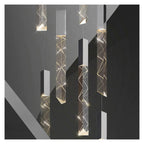 Modern Luxury Linear Crystal Pendant Light Multi-Drop Faceted Crystal Chandelier,Household