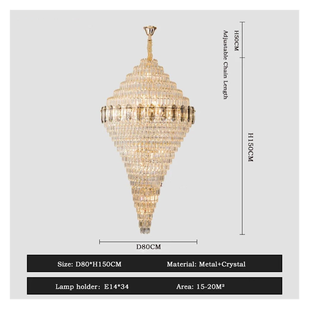 Villa Duplex Building, Living Room, Large Chandelier, Light Luxury Hotel Lobby Chandelier, Sales Department, Club Crystal Lamp
