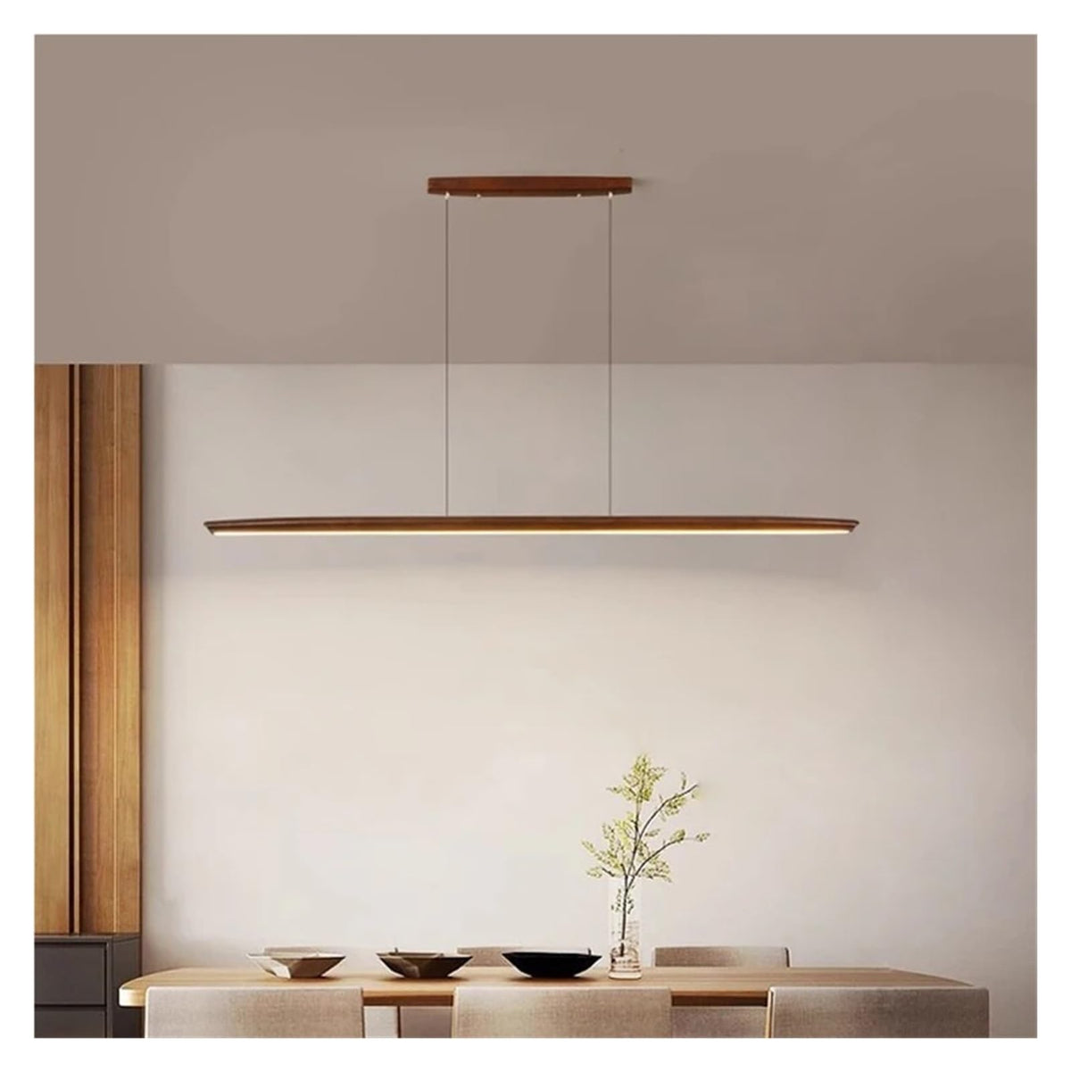Build Our Home with White Pine Black Walnut Wood LED Dimmable Pendant Light Chandelier Luminaire Hanging Lamp for Dinning Room,LED Chandelier