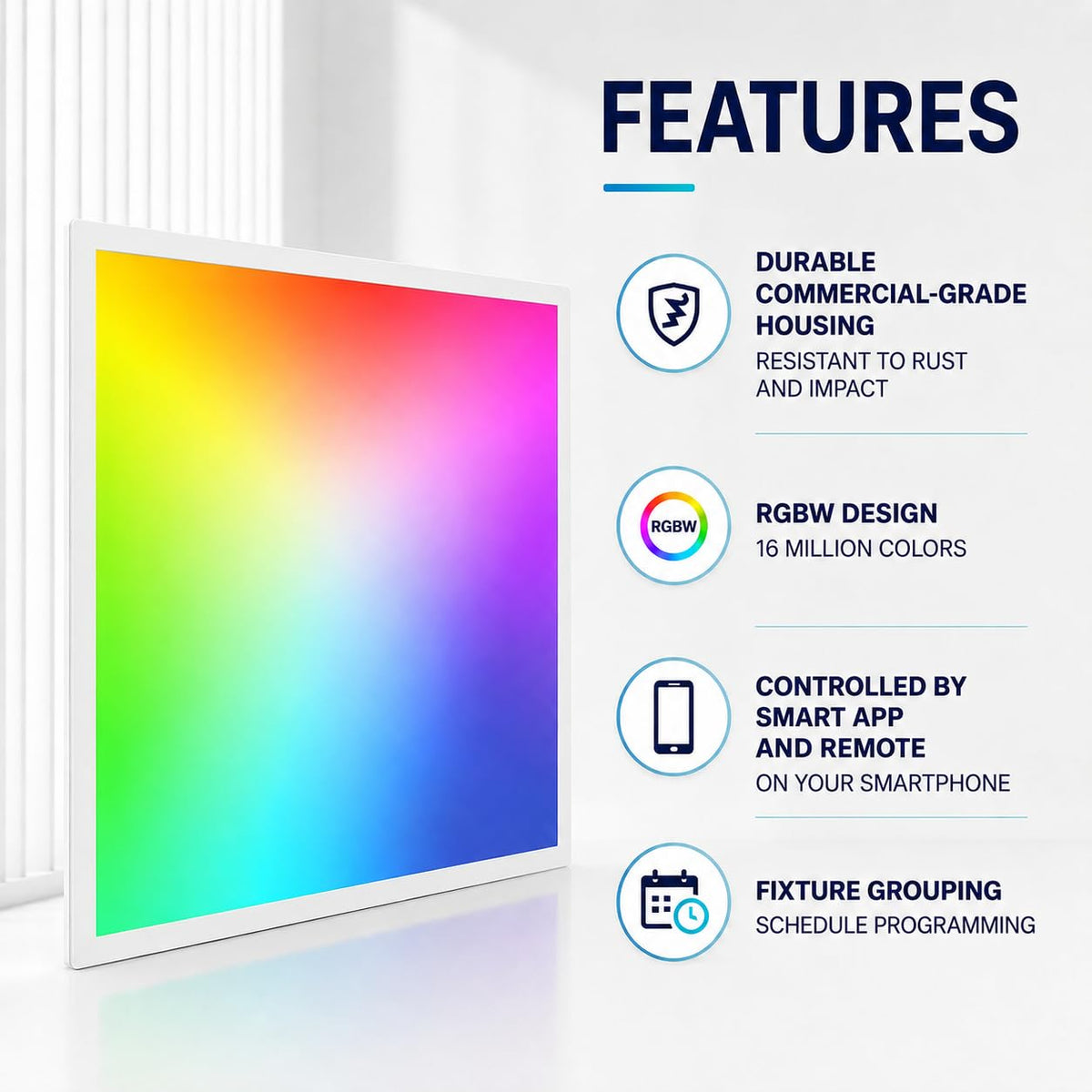 24 Pack 2x2 FT LED RGBW 5000K Multicolor Flat Panel, Light Remote & App Controlled 40W 4400lm Color Changing LED Panel Light Smart Wi-Fi Drop Ceiling Light