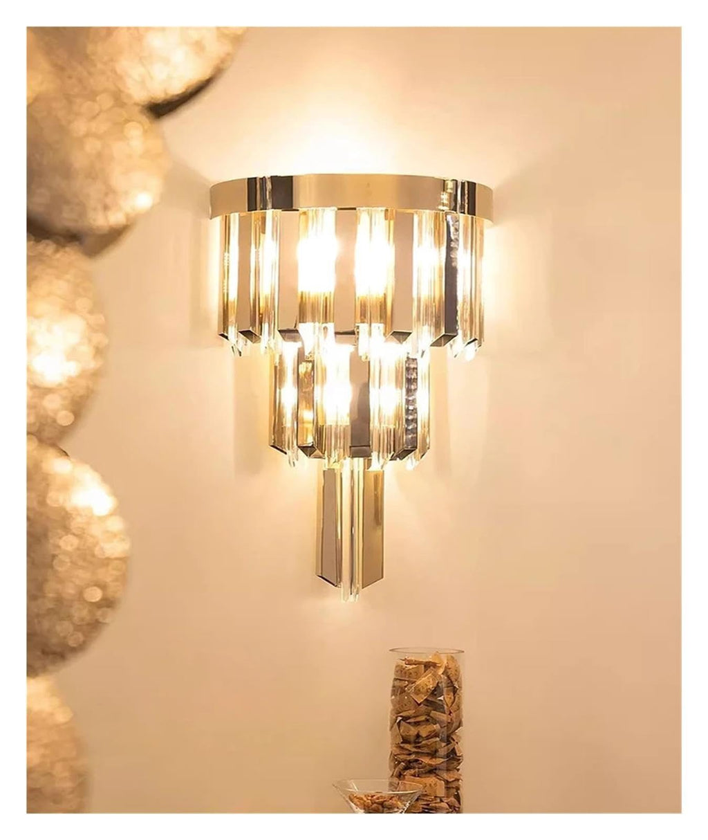Ring Gold Crystal Chandelier Circular Long Prism Light ,household