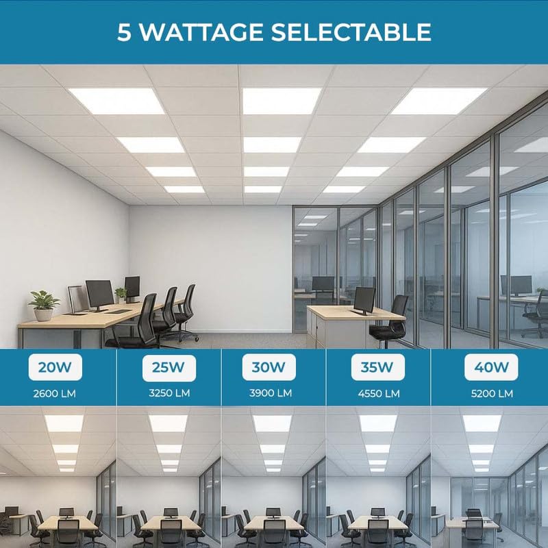 2x2 FT LED RGBCW Multicolor Flat Panel Remote & App Controlled 40W 4600lm Color Changing LED Panel Light Smart 2.4G Bletooth,Drop Ceiling Light with (4 Pack)