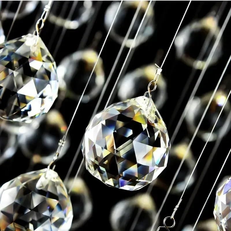 Ceiling Pendant Light, Crystal Ball Pendant Light Spiral Staircase Ceiling Chandeliers Modern Home LED Lighting Fixture Luxury Hanging Lamp(Neutral Light,Dia80xH250cm)
