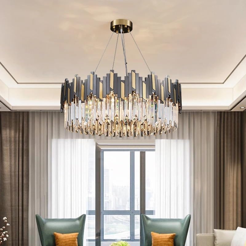 Modern Luxury LED Crystal Chandelier Remote Control Living Room Bedroom Kitchen Nordic Lighting Gloss(Dia100CM)