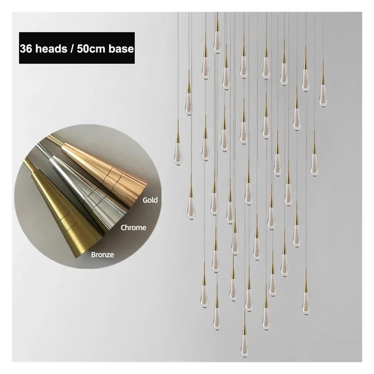 Teardrop Glass Pendant Light Raindrop with Brass Tone Top,Classic