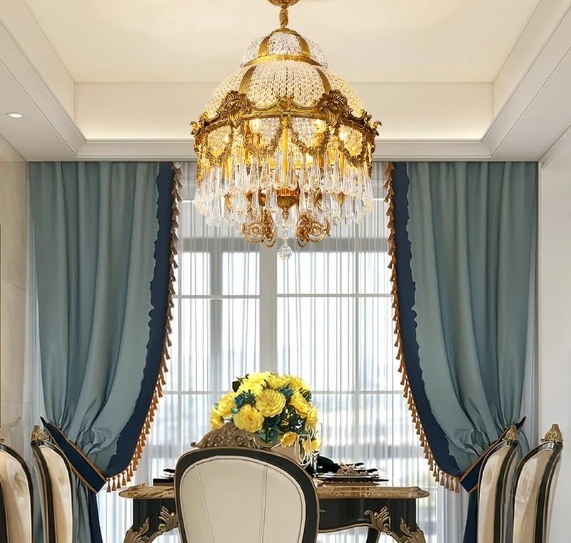 Chandelier, European Style Copper Crystal Chandelier Living Study Bedroom Hotel Restaurant Lobby Decorative Pendent Light