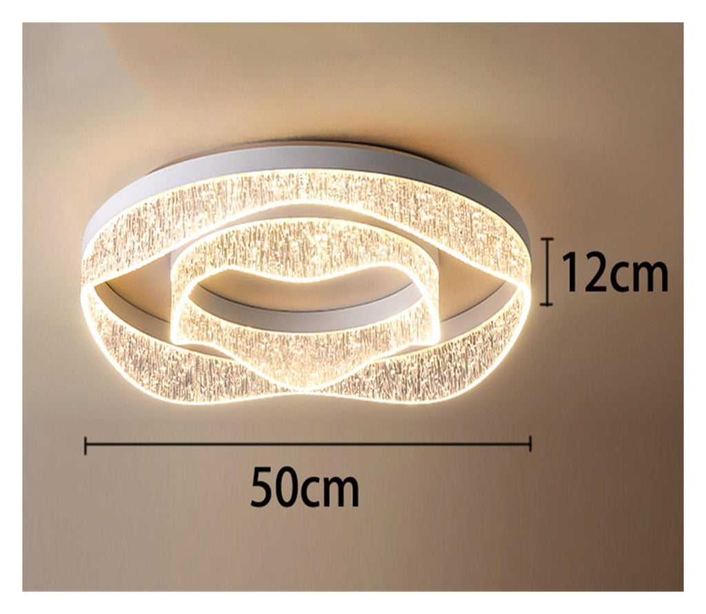 Wavy Square Round Crystal Flush Mount Ceiling Light Glass LED