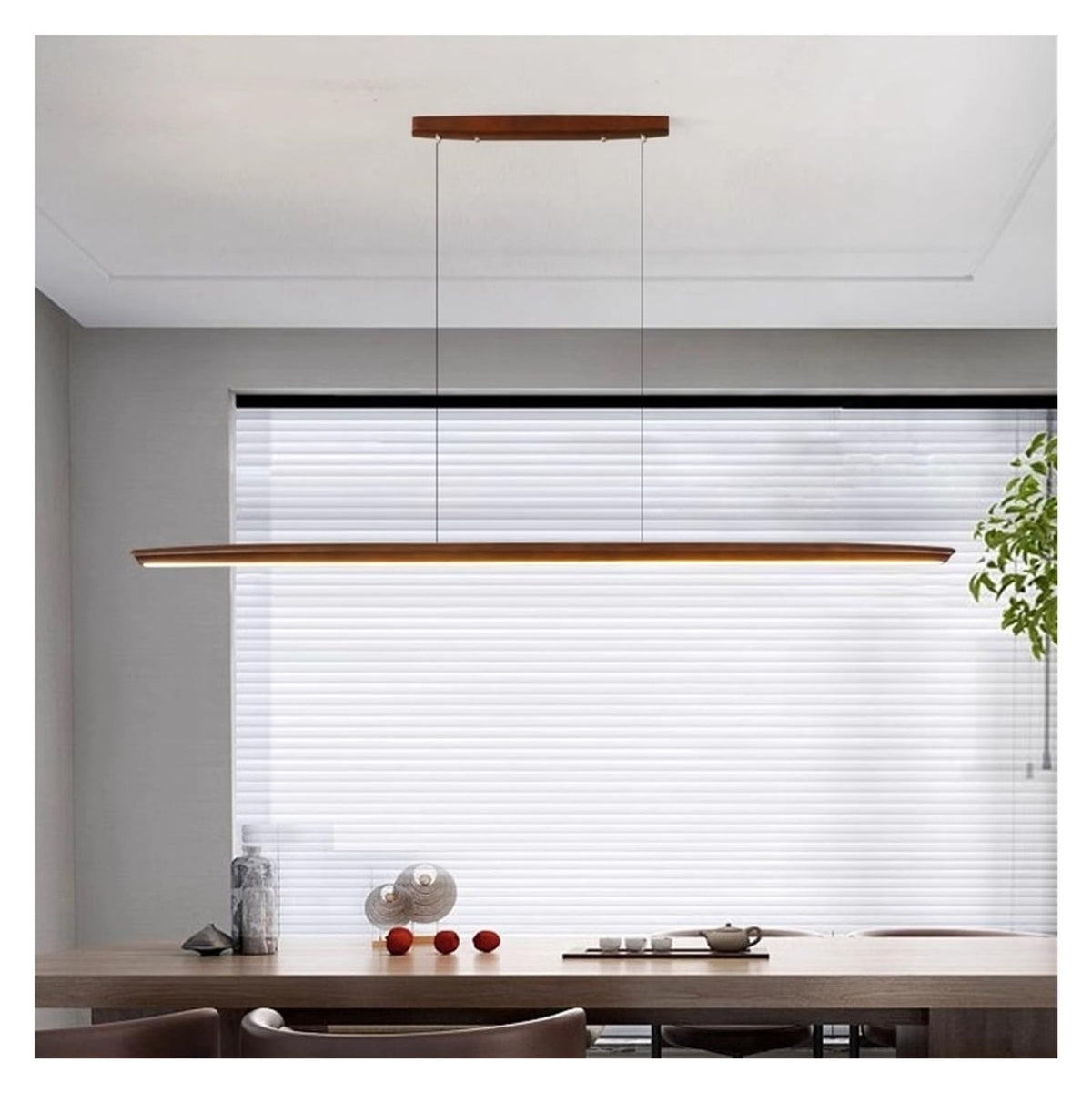 Build Our Home with White Pine Black Walnut Wood LED Dimmable Pendant Light Chandelier Luminaire Hanging Lamp for Dinning Room,LED Chandelier