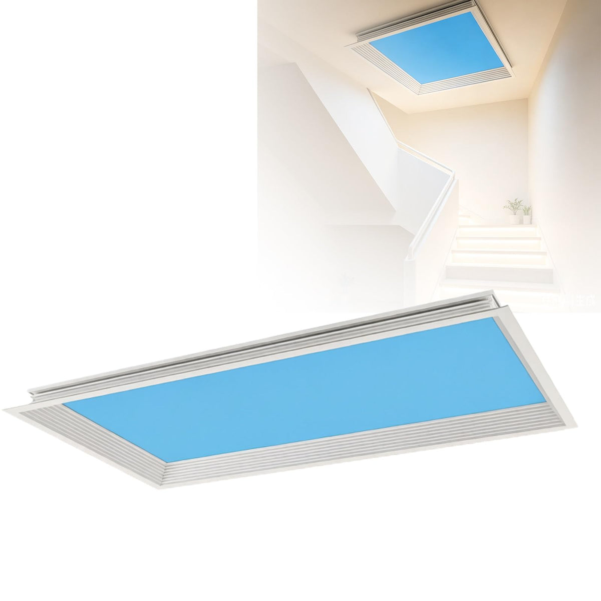 Artificial Skylight Led, Smart Virtually Ceiling Light Featuring Intelligent Ecosystem, Simulates Sunrise and Sunset for Biological Rhythm Lighting in Office Integrated-30cm*120cm