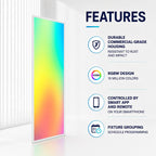 8 Pack 2X4 FT LED RGBW 5000K Multicolor Flat Panel, Light Remote & App Controlled 60W 6600lm Color Changing LED Panel Light Smart Wi-Fi Drop Ceiling Light