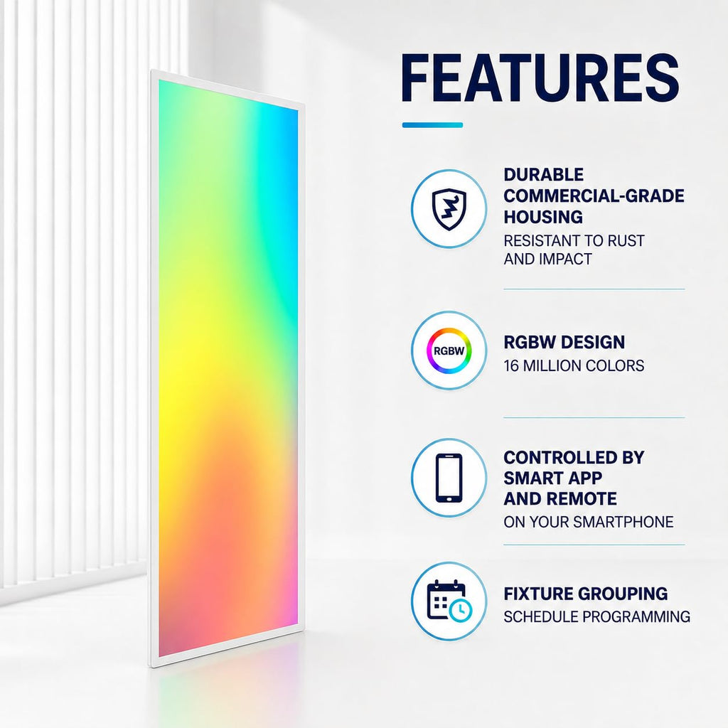 4 Pack 2X4 FT LED RGBW 5000K Multicolor Flat Panel, Light Remote & App Controlled 60W 6600lm Color Changing LED Panel Light Smart Wi-Fi Drop Ceiling Light with Alexa/Google Assistant