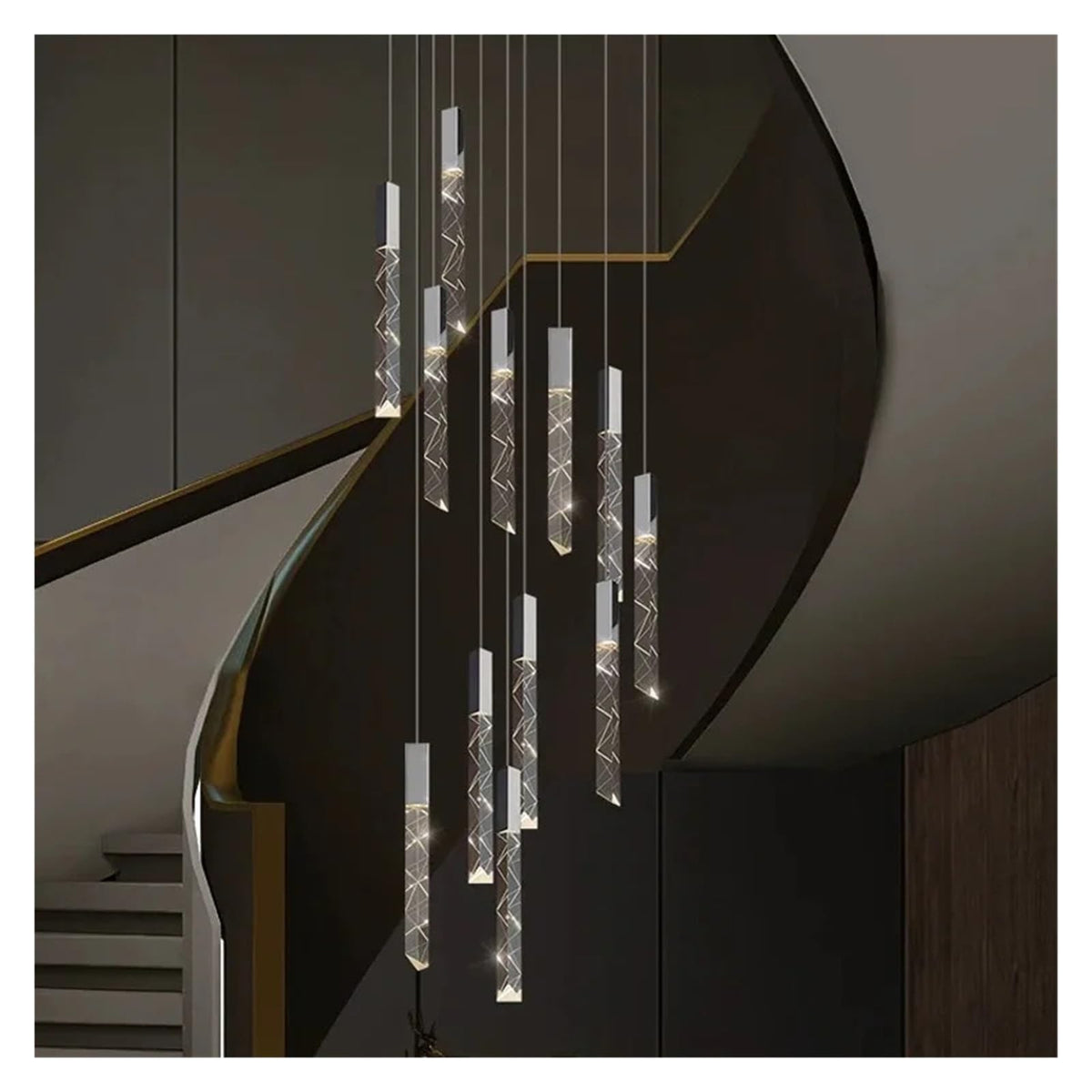 Modern Luxury Linear Crystal Pendant Light Multi-Drop Faceted Crystal Chandelier,Household