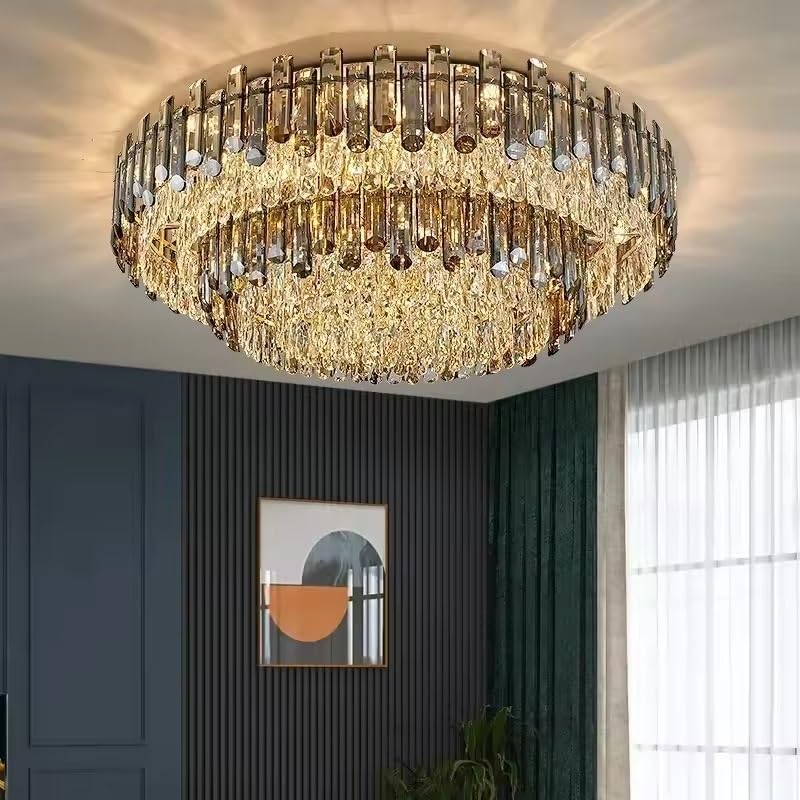 Pendant Lights, Nordic LED Crystal Ceiling Chandeliers Gold Luxury Lighting Dining Living Room Bedroom Island Light Indoor Hanging Lamp(60cm Ceiling)