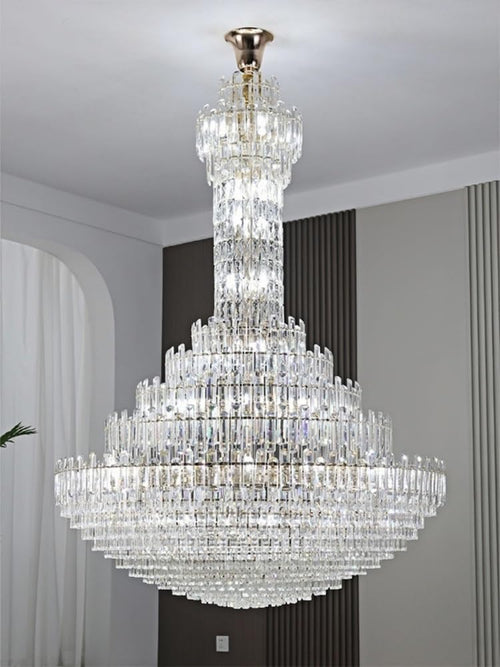 Chandelier, Modern Design Creative Large Chandeliers Hotel Gold Metal Luxury Crystal Decoration Pendant Light(D100X150CM,Warm Light)