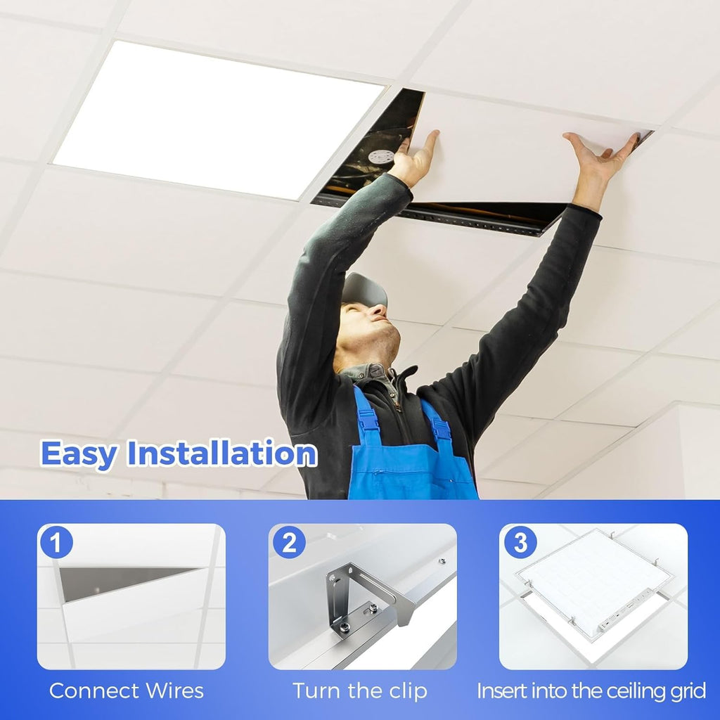 8 Pack 2x2 LED Flat Panel Light, Dimmable Lay-in Recessed for Drop Ceiling Light, 6500LM, 120-277V, 30-50W Selectable, 5 CCT (3000K-6500K)