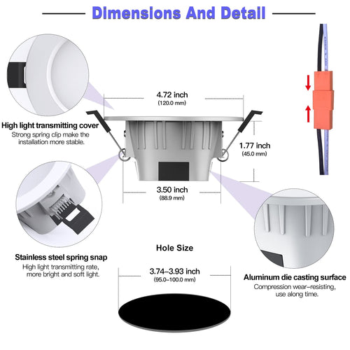 4" Smart Recessed Lighting 10 Pack, Multicolorred, Dimmable, 2700K~6500K, CRI80+, 4 Inch Color Changing Bluetooth Mesh LED Ceiling Light, RGB Canless Retrofit LED Downlight