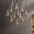 Chandelier, V-intage Copper Waterdrop Chandelier for Staircase Table Dining Living Room Bedroom Hotel Villa Duplex Floor Ceiling Lighting(B-13 Light,Neutral Light)