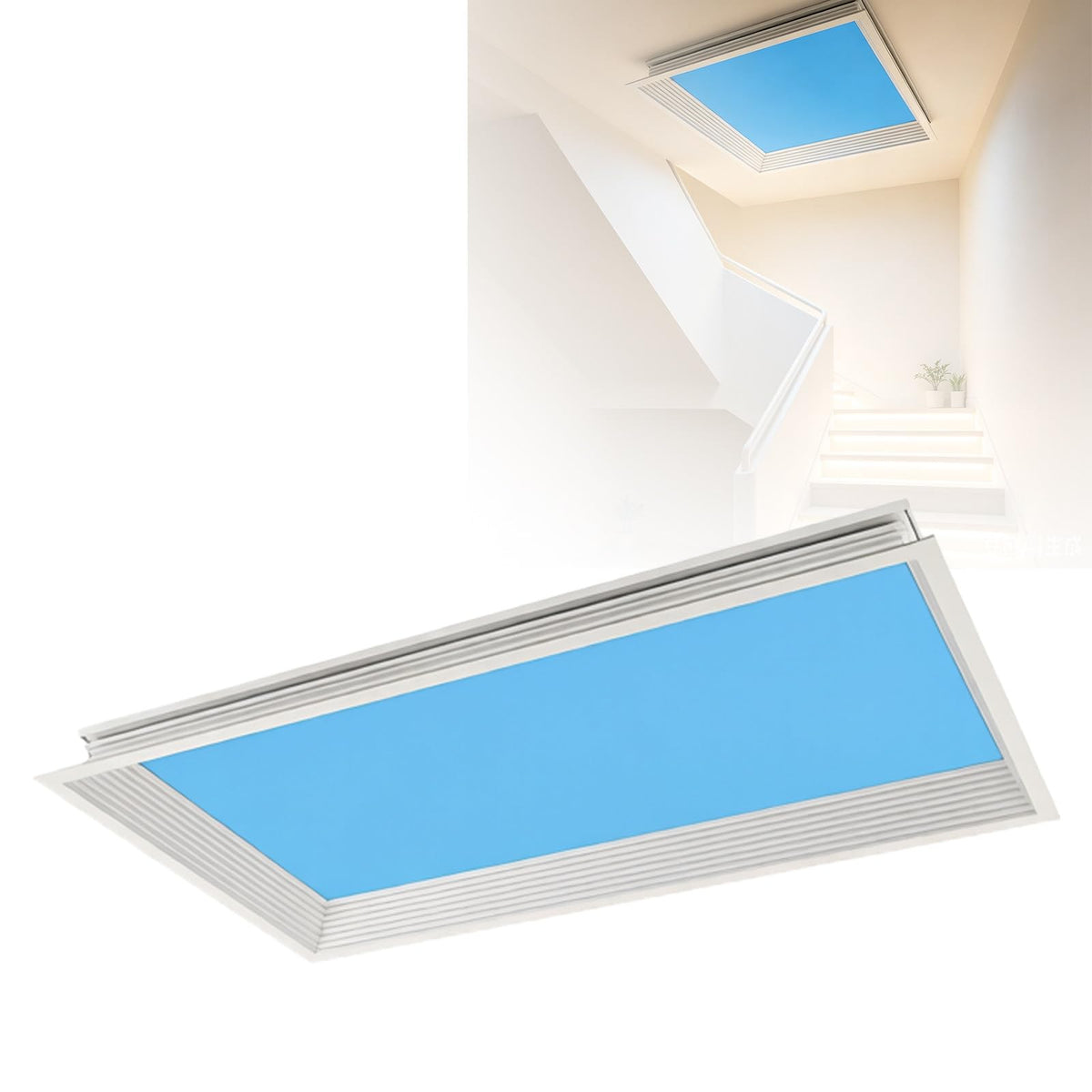 Artificial Skylight Led, Smart Virtually Ceiling Light Featuring Intelligent Ecosystem, Simulates Sunrise and Sunset for Biological Rhythm Lighting in Office Embedded-62cm*122cm