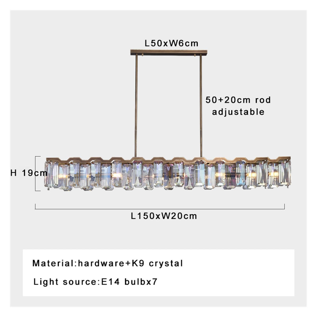 Chandelier Italian Luxury Colored Crystal LED Pendant Lamp Round Design Chandeliers for Living Dining Room Foyer Bedroom Art Lighting Decor(L150cm,Natural_Gold)