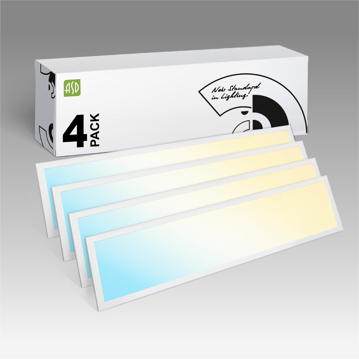 ASD 2x4 LED Flat Panel Light, 3500K 4000K 5000K UL DLC 4 Pack