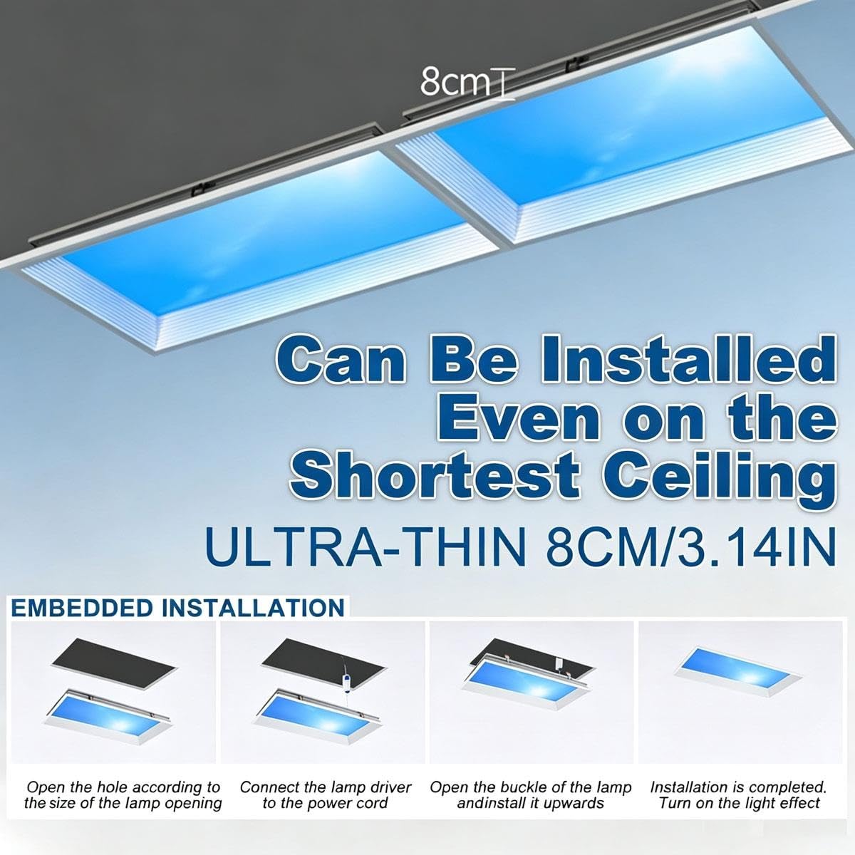 Adjustable Color Temperature LED Ceiling Light, Smart Sky Design, Versatile Lighting for Home, Office, and More