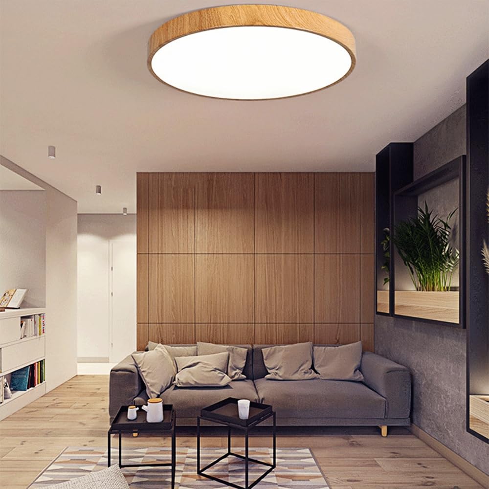 Ultra-thin LED Ceiling Light, Simple Bedroom Main Lamp, Modern Wood Grain Round Ceiling Lights, Ultra -thin Design Smart Nordic Living Room Lighting Fixture, For Kitchen Island Office Hallwa