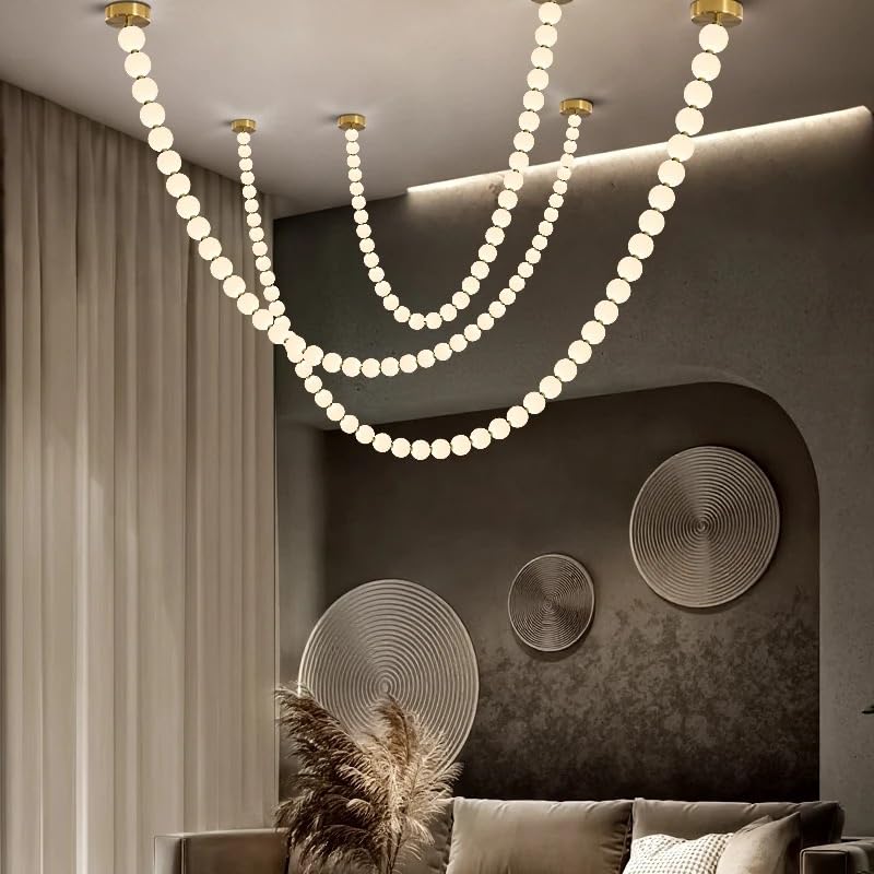 Chandelier Light, Luxury Living Room Pendant Lights Villa Duplex Loft Chandelier Hotel Lobby High Ceiling Lighting Modern(136 Heads,Warm White)