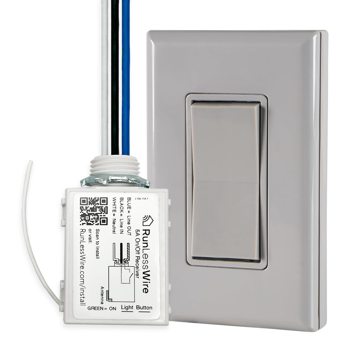 2 Fixture Battery-Free Wireless Light Switch Kit - Light Almond
