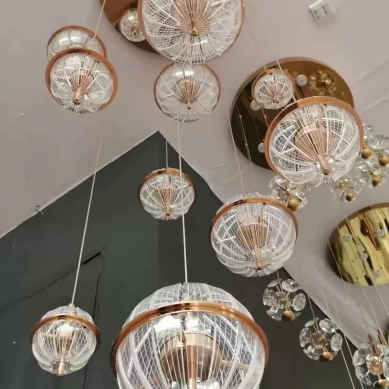Modern Luxury Pendant Lights for Living Room Dining Table Minimalist Loft Apartments Villas Staircase Chandelier Home Decoration(Warm Light,22 Heads)