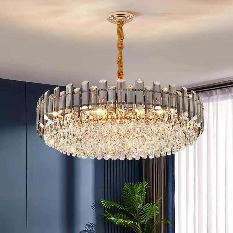 Pendant Lights, Nordic LED Crystal Ceiling Chandeliers Gold Luxury Lighting Dining Living Room Bedroom Island Light Indoor Hanging Lamp(60cm Ceiling)