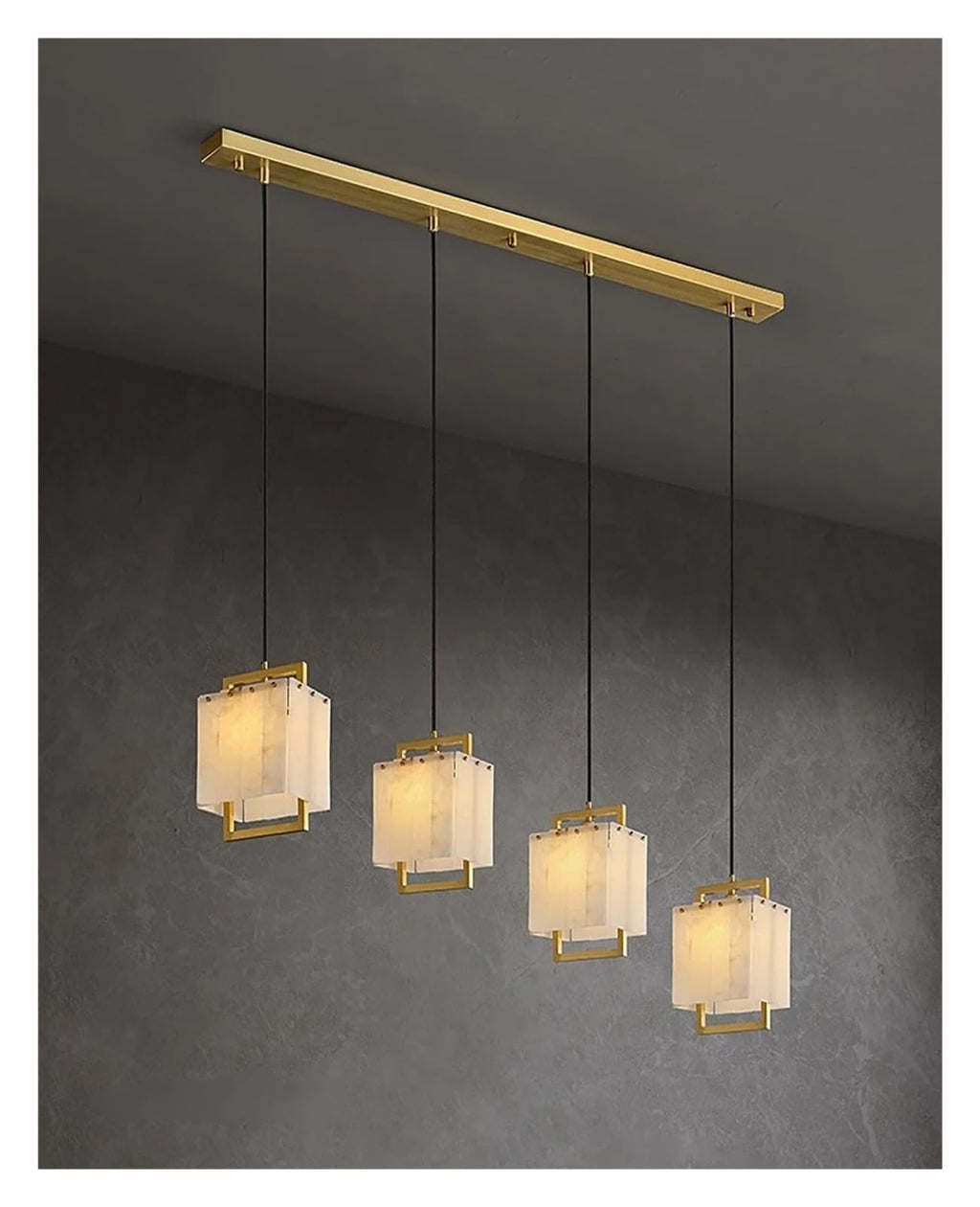 Marble Chandelier Round Rectangle Pendant(Neutral Light 10 Light)