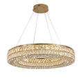 Modern Round Light Luxury Living Room Chandelier 3 Color Mode K9 Crystal Shade Smart Hanging Lamp Gold Semi Flush Mount Ceiling Light Fixture for Villa Restaurant Corridor Hotel