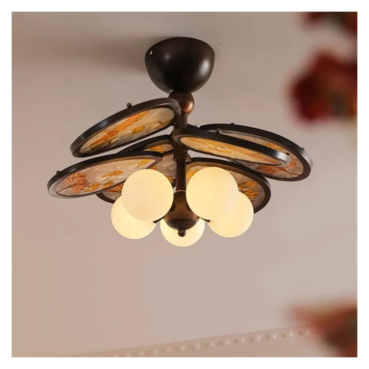 Vintage 5-Light Flush Mount Ceiling Light Retro Black Bronze Ceiling Lamp for Living Room,Practical