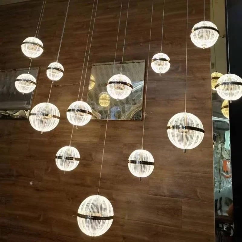 Modern Luxury Pendant Lights for Living Room Dining Table Minimalist Loft Apartments Villas Staircase Chandelier Home Decoration(Warm Light,22 Heads)