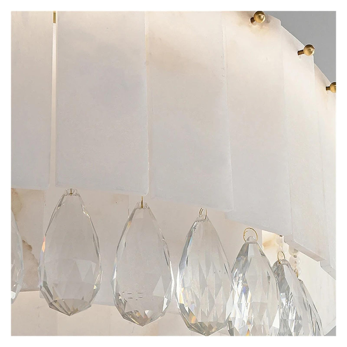 Round Alabaster Ring Fixture Circular Stone Panel Chandelier,Classic