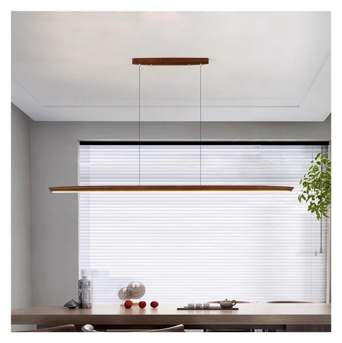 Build Our Home with White Pine Black Walnut Wood LED Dimmable Pendant Light Chandelier Luminaire Hanging Lamp for Dinning Room,LED Chandelier
