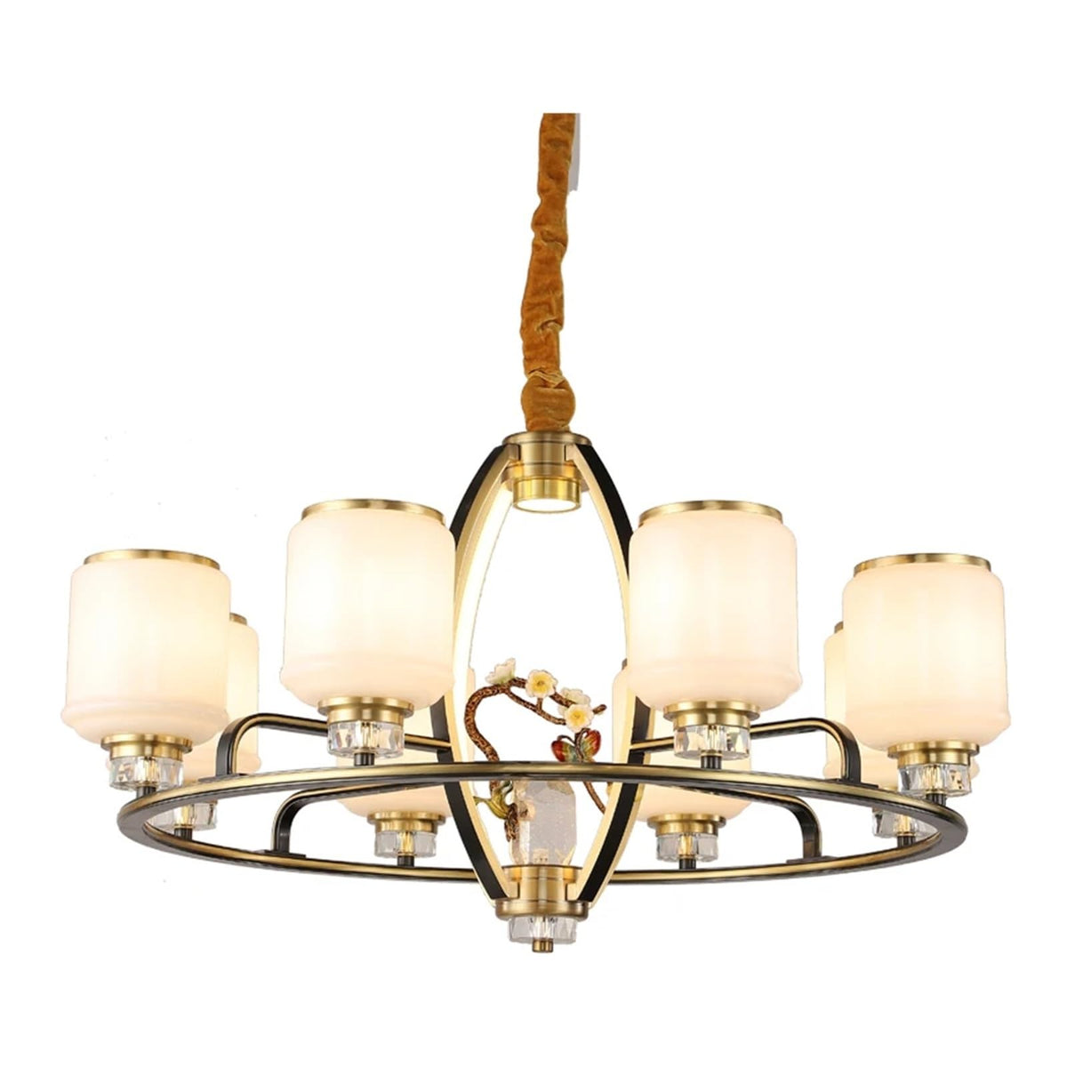 PendantLight, Living Room Chandelier Chinese Chandelier Full Copper Natural Jade Stone Dining Room Luxury Ambiance Architecture Villa Smart Lighting