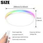 11.4in Backlit RGB Ceiling Light, 32W Ultra-Thin 1.4in,Dimmable
