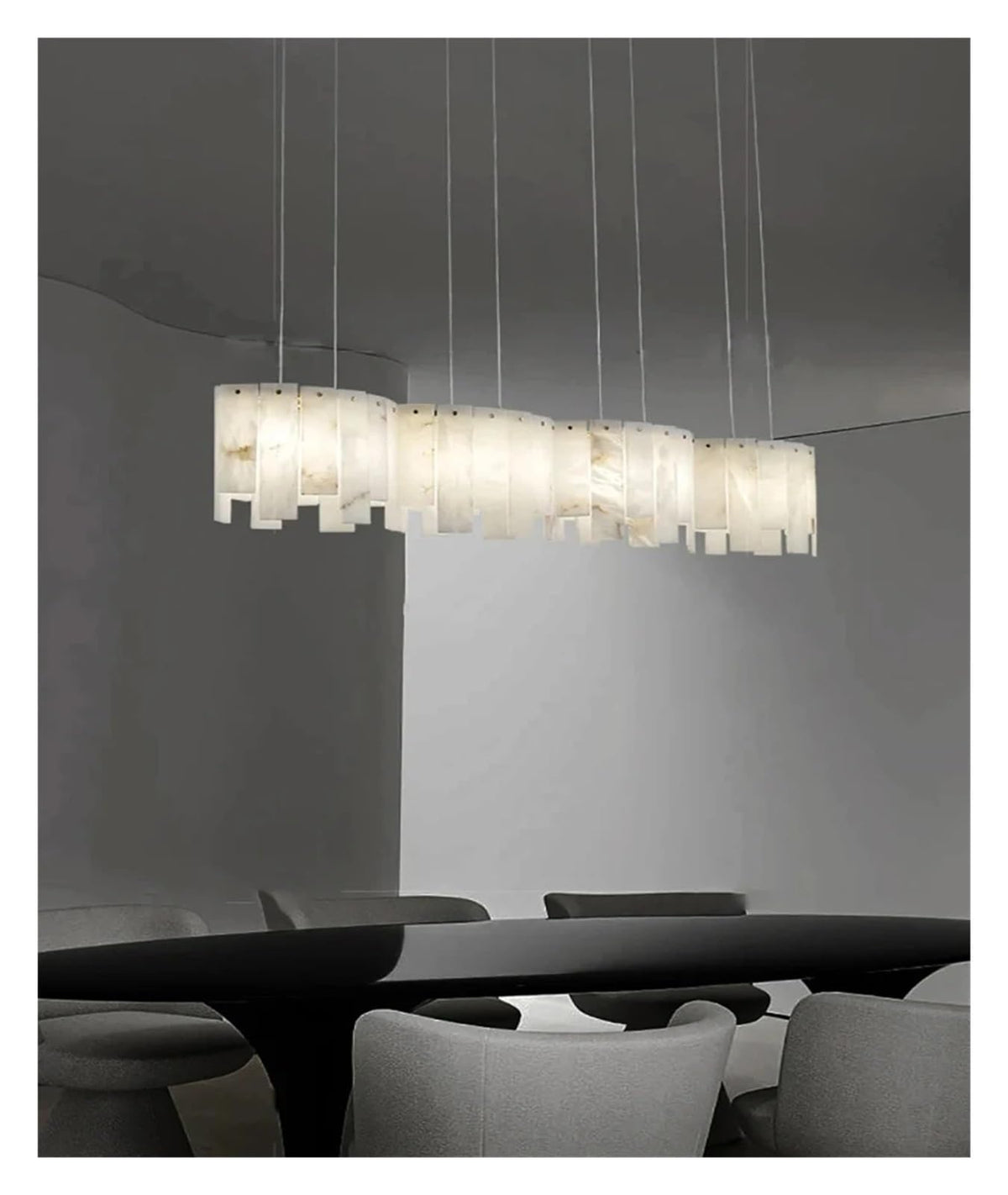Luxury Ring Marble Ceiling Lamp Chandelier Pendant Dimmable Lustre with Brass Base Accents for Bedroom Lighting Decor Stylish