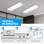 2x4 LED Flat Panel Light Surface Mount, 72W Ceiling Light, 9000 Lumens, 5CCT 3000K-6500K Selectable, 0-10V Dimmable, ETL Listed Light for Offices, Schools, Hospitals, Retail Stores (12 Pack)